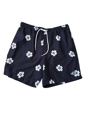 PacSun Floral Swim Trunks Men’s Medium Black White Daisy Board Shorts